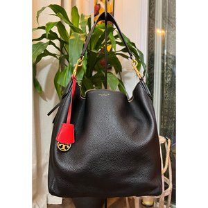 🛑SOLD🛑Tory Burch Authentic Black Leather Perry Hobo Handbag